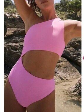 BEACH RIOT x Free People Movement Ribbed Celine One Piece Pink Bubblegum XS